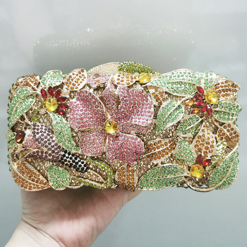 Ladies Fashion Color Rhinestone Cutout Clutch